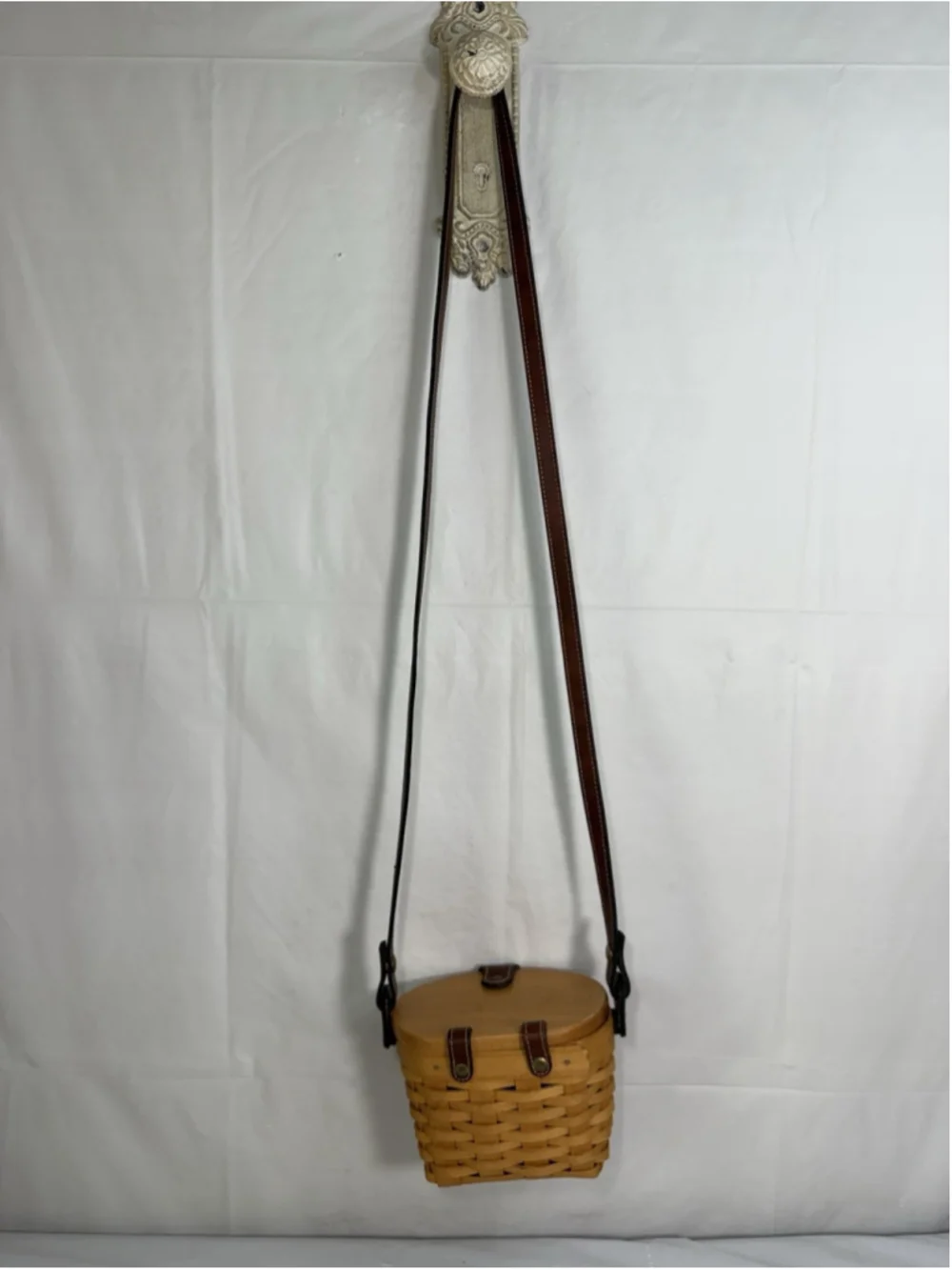 Longaberger Homecoming Bee Station 2000 Kiddie Basket Purse Leather Strap rare